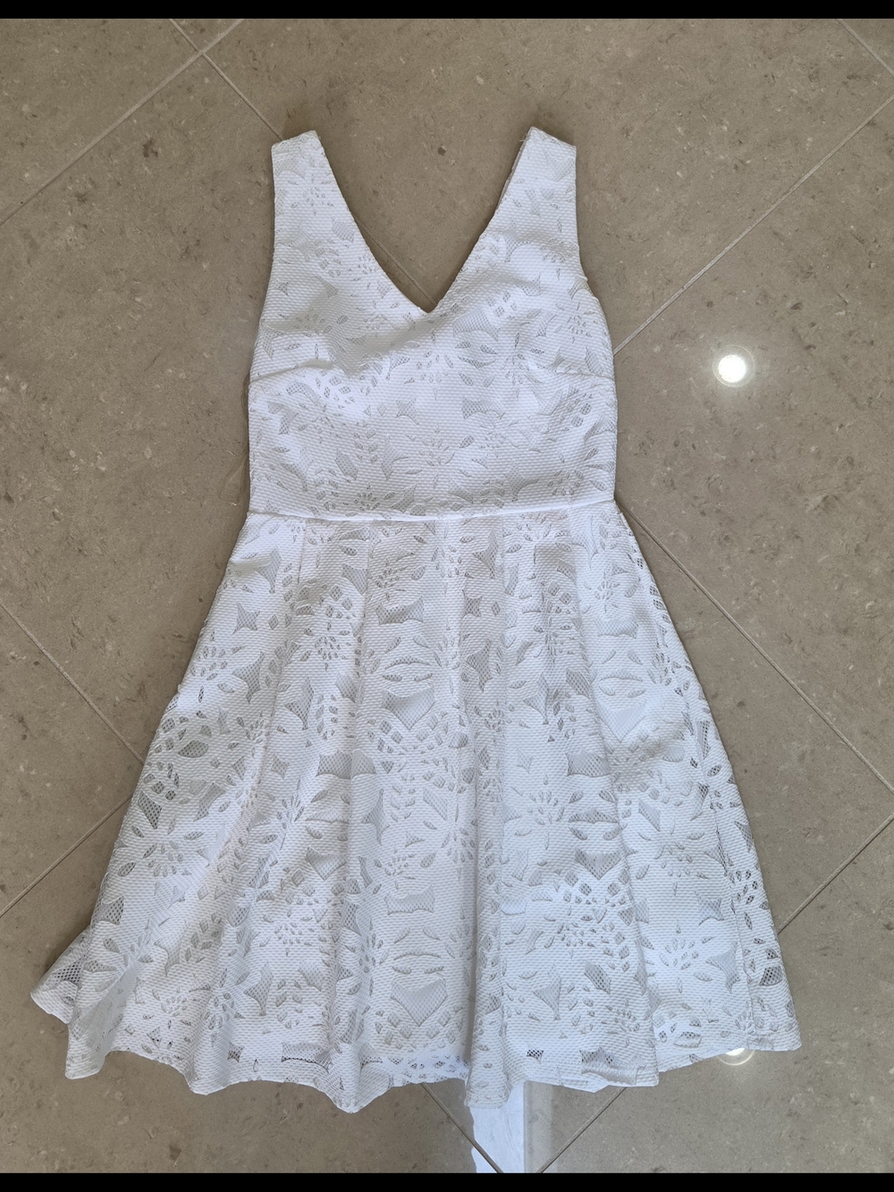 Crystal Doll White Lace Fit-and-Flare Mini Dress